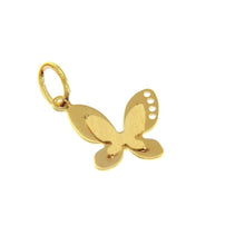 Load image into Gallery viewer, 18K YELLOW GOLD FLAT SMALL 15mm 0.6" BUTTERFLY PENDANT, CHARM, MADE IN ITALY.