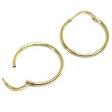 Load image into Gallery viewer, 18K YELLOW GOLD ROUND CIRCLE HOOP SMALL EARRINGS DIAMETER 19mm x 1.2mm, ITALY.