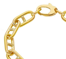 Cargar imagen en el visor de la galería, 18K YELLOW GOLD BRACELET BIG MARINER ANCHOR OVAL TUBE STRETCHED LINKS 17x8 mm.