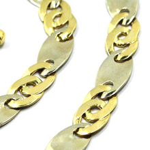 Load image into Gallery viewer, SOLID 18K YELLOW WHITE GOLD CHAIN BIG FLAT 6.5mm INFINITE OVAL ONDULATE LINK 20".