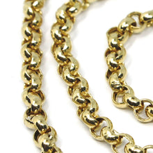Cargar imagen en el visor de la galería, 18K YELLOW GOLD CHAIN 17.70" INCHES 45cm, BIG ROUND CIRCLE ROLO THICK 4 MM LINK.