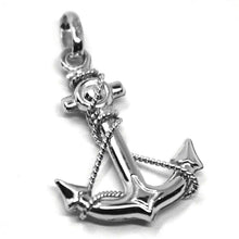 Cargar imagen en el visor de la galería, 18k white gold nautical big anchor rounded pendant, lenght 3 cm, 1.2".