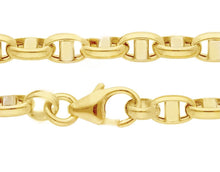 Charger l'image dans la galerie, 18K YELLOW GOLD CHAIN SAILOR'S NAUTICAL NAVY MARINER OVAL 3.5mm LINK, 20" 50cm.