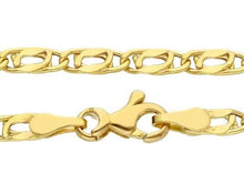 Cargar imagen en el visor de la galería, 18K YELLOW GOLD CHAIN, 2.5mm, TIGER EYE ELONGATED ONDULATE FLAT LINKS 60cm 24".