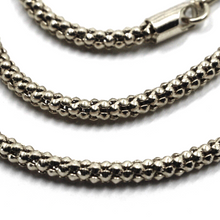 Load image into Gallery viewer, 18k white gold basket rounded 2.2mm tube basket popcorn chain necklace, 16".