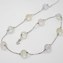 Charger l'image dans la galerie, 18k white gold necklace venetian chain faceted citrine amethyst prasiolite lemon.