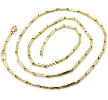 Cargar imagen en el visor de la galería, 18K YELLOW GOLD CHAIN MINI BONE TUBE LINK 1.5 MM, 20 INCHES, MADE IN ITALY.