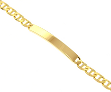 Load image into Gallery viewer, SOLID 18K YELLOW GOLD BRACELET 5mm FLAT MARINER OVAL LINKS ENGRAVING PLATE, 8.3".