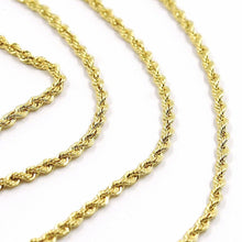 Cargar imagen en el visor de la galería, 18K YELLOW GOLD CHAIN NECKLACE, BRAID ROPE LINK 31.5 INCHES, 80 CM MADE IN ITALY.