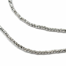 Cargar imagen en el visor de la galería, 18k white gold chain finely worked spheres 1.5 mm diamond cut balls, 16", 40 cm.