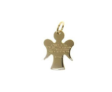 Load image into Gallery viewer, 18k yellow gold angel pendant, "Angel of God" prayer engraved, medal 12mm.