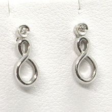 Load image into Gallery viewer, ORSINI 18K WHITE GOLD EARRINGS, MINI INFINITE PENDANT WITH DIAMOND, DROP.