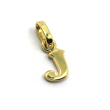 Load image into Gallery viewer, solid 18k yellow gold charm pendant small initial letter J, 10mm, 0.4 inches.