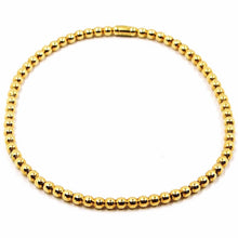Cargar imagen en el visor de la galería, 18k yellow gold bracelet, semirigid, elastic, 3 mm smooth balls spheres.