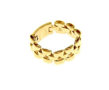 Load image into Gallery viewer, SOLID 18K YELLOW GOLD BAND CHAIN LINK CABLE MESH RING, 3 WIRES, MADE IN ITALY.