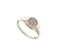 Load image into Gallery viewer, 18k white gold band chevalier zirconia ring, central 7mm disc.