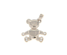 Load image into Gallery viewer, 18K WHITE GOLD 17mm 0.7" ROUNDED TEDDY BEAR PENDANT WITH ZIRCONIA, CHARM.