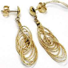 Charger l'image dans la galerie, 18K YELLOW GOLD PENDANT EARRINGS, MULTIPLE WORKED OVALS, SPIRAL 4cm, 1,6 INCHES.