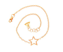 Load image into Gallery viewer, 18k rose gold bracelet 10mm central star, rolo 1mm oval chain 18cm 7.1&quot;.
