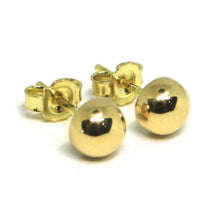 Cargar imagen en el visor de la galería, 18k yellow gold earrings, mini half sphere, diameter 6 mm, 0.24", made in Italy.