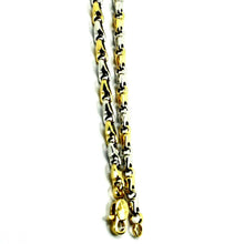 Cargar imagen en el visor de la galería, 18k white yellow gold chain necklace alternate drop ondulate tube links, 24".