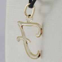 Load image into Gallery viewer, 18k yellow gold pendant charm initial letter F, slightly rounded slab 20mm.