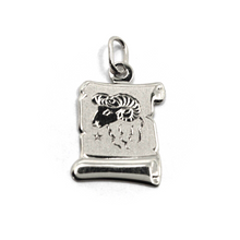 Charger l'image dans la galerie, 18k white gold parchment medal pendant, 18mm zodiacal sign aries, smooth & satin.