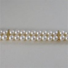 Cargar imagen en el visor de la galería, 18k yellow gold bracelet with two strands white fw pearls 7.08 in made in Italy.