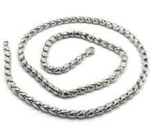 Load image into Gallery viewer, 18k white gold chain 4mm tube rounded drop link 60cm 24", made in Italy.