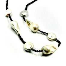 Cargar imagen en el visor de la galería, 18k yellow gold 18" 45cm necklace faceted black spinel big drop disc pearls.