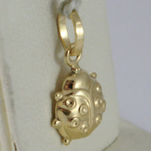 Load image into Gallery viewer, 18K YELLOW GOLD ROUNDED LADYBUG PENDANT CHARM 18MM SMOOTH LADYBIRD MADE IN ITALY.