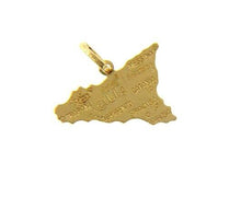 Load image into Gallery viewer, solid flat 18k yellow gold Sicily 11 mm 0.43" pendant, map.