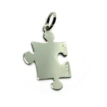 Load image into Gallery viewer, 18k white gold charm pendant, 20mm 0.8" puzzle piece, flat, made in Italy.