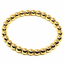 Cargar imagen en el visor de la galería, 18k yellow gold bracelet, semirigid, elastic, big 6 mm smooth balls spheres.