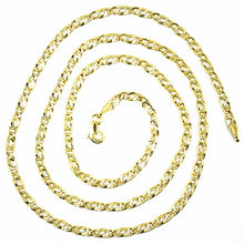 Load image into Gallery viewer, 9K GOLD CHAIN TYGER EYE FLAT LINKS 3mm THICKNESS, 60cm, 24 INCHES, NECKLACE.