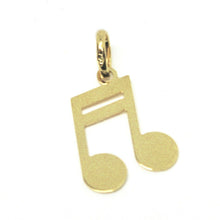 Charger l'image dans la galerie, 18K YELLOW GOLD FLAT SMALL 18mm 0.7" MUSICAL NOTE PENDANT, CHARM, MADE IN ITALY.