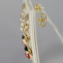 Charger l'image dans la galerie, 18k yellow gold pendant earrings glazed ladybird ladybug for kids made in Italy.