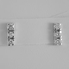 Cargar imagen en el visor de la galería, 18k white gold trilogy 9 mm earrings round diamonds 0.30 carats, made in Italy.