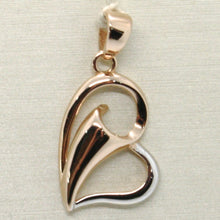 Load image into Gallery viewer, 18k rose &amp; white gold double heart pendant, charms, finely curved, made in Italy.
