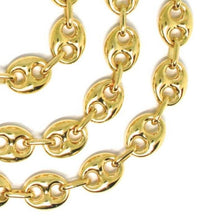 Load image into Gallery viewer, 18k yellow gold mariner chain big ovals 10 mm, 20 inches anchor rounded puffed necklace.