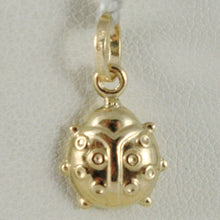 Load image into Gallery viewer, 18K YELLOW GOLD ROUNDED LADYBUG PENDANT CHARM 18MM SMOOTH LADYBIRD MADE IN ITALY.