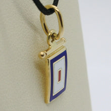 Load image into Gallery viewer, 18k yellow gold nautical glazed flag letter w pendant charm medal enamel Italy.