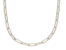 Load image into Gallery viewer, 18k white gold chain necklace squared oval paper clip 3x10mm links, 18", 45cm.