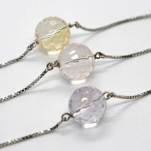 Charger l'image dans la galerie, 18k white gold necklace venetian chain faceted citrine amethyst prasiolite lemon.