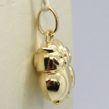 Load image into Gallery viewer, 18K YELLOW GOLD ROUNDED LUCKY OWL PENDANT CHARM 22 MM SMOOTH MADE IN ITALY.