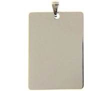 Charger l'image dans la galerie, 18k white gold medal pendant, square, smooth, 21x30mm possibility of engraving.