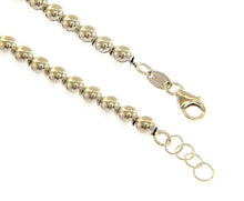 Cargar imagen en el visor de la galería, 18k white gold 4mm balls bracelet, 18cm, 7.1", smooth spheres, made in Italy.