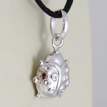 Cargar imagen en el visor de la galería, 18k white gold rounded ladybug pendant charm 18mm smooth ladybird made in Italy.