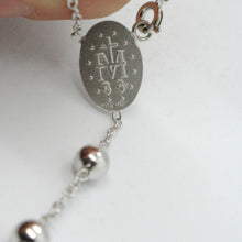 Cargar imagen en el visor de la galería, 18k white gold big rosary necklace miraculous Mary medal & Jesus cross, 23 inch..