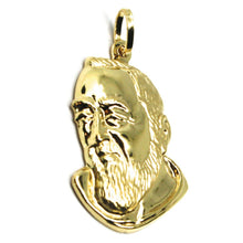 Load image into Gallery viewer, 18k yellow gold pendant, Saint Pio of Pietrelcina face, 29mm satin very detailed.